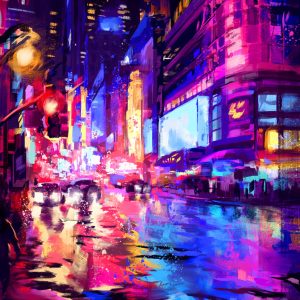 Rain on 42nd Street - Art Print